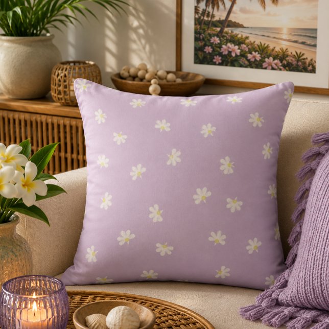 Hawaiian Aloha print sweet naupaka Pattern Throw Pillow (Creator Uploaded)