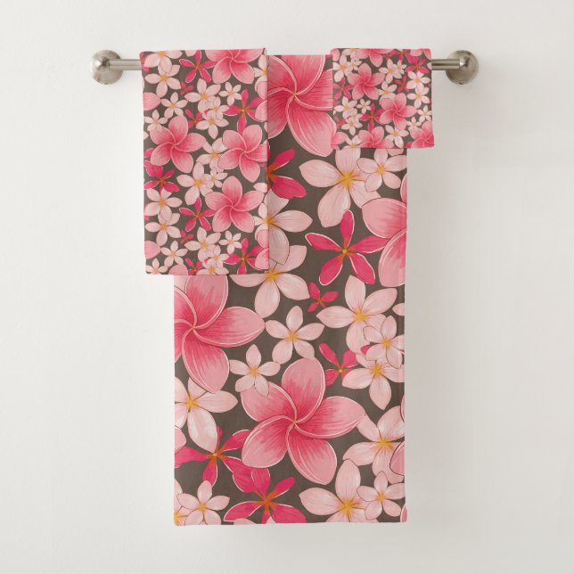 Hawaiian Aloha print Tropical Pattern Bath Towel Set (Insitu)
