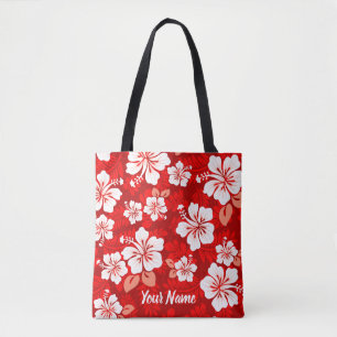 Hawaiian Aloha Shirt Pattern — Red Tote Bag
