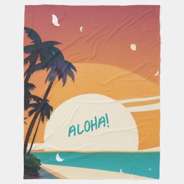 Hawaiian/Aloha/Tropical/beach Fleece Blanket (Front)
