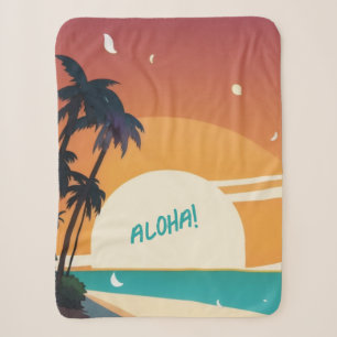 Hawaiian/Aloha/Tropical/beach Sherpa Blanket