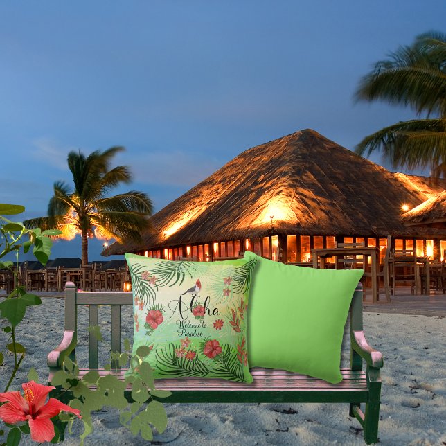 Hawaiian Aloha Welcome to Paradise Outdoor Pillow (Hawaiian Aloha Welcome to Paradise Outdoor Pillow)