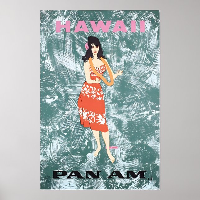 Hawaiian Art Hawaii Print Pan Am Travel Poster (Devant)