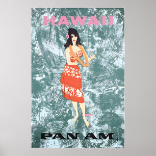 Hawaiian Art Hawaii Print Pan Am Travel Poster