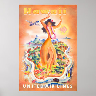 Hawaiian Art Hawaii Print United Travel Poster