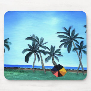 Hawaiian Beach Park & Palm Trees Painting Mouse Pad