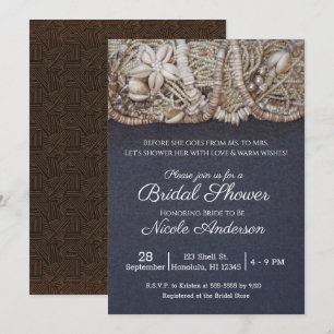 Hawaiian Beach Puka Sea Shells Bridal Shower Invitation