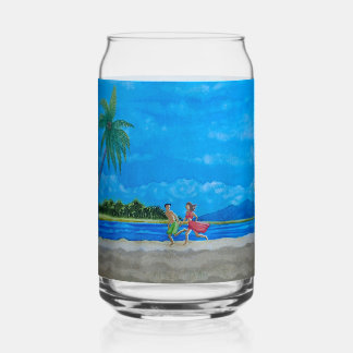 Hawaiian Beach Run Can Glass