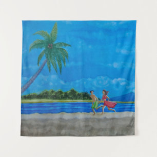Hawaiian Beach Run Tapestry