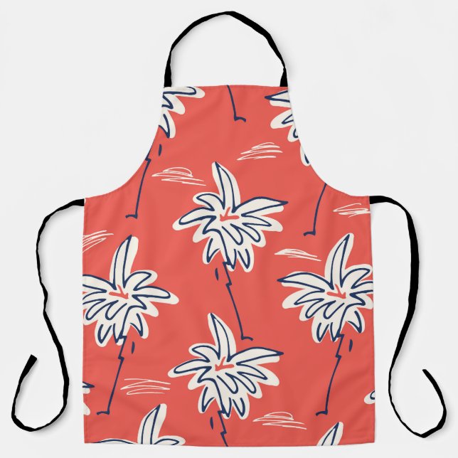Hawaiian beach shirt, doodle palm pattern. apron (Front)