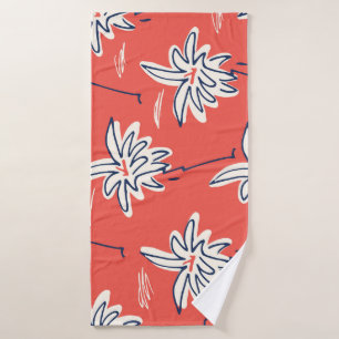 Hawaiian beach shirt, doodle palm pattern. bath towel