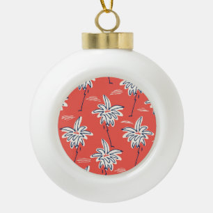 Hawaiian beach shirt, doodle palm pattern. ceramic ball christmas ornament