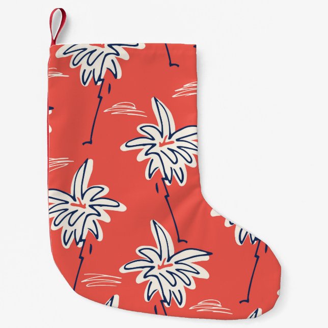 Hawaiian beach shirt, doodle palm pattern. small christmas stocking (Front)