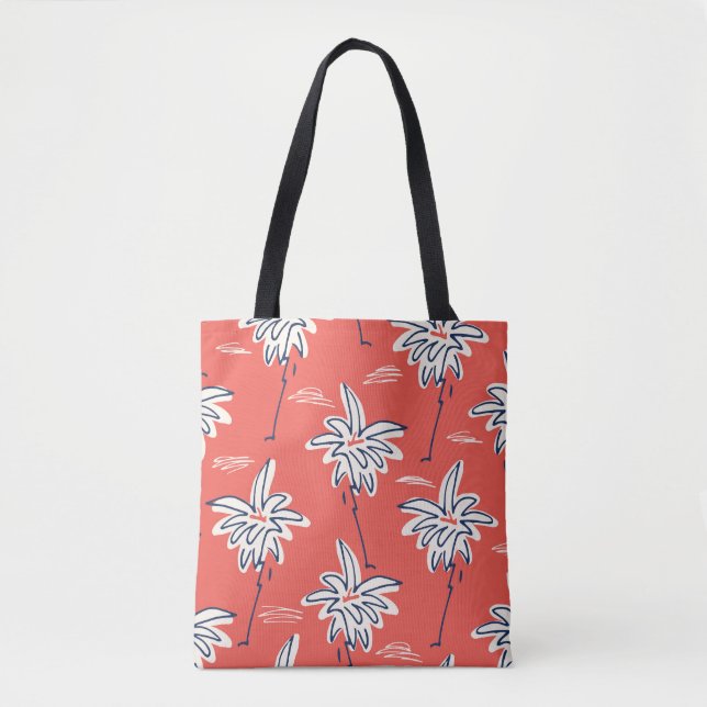 Hawaiian beach shirt, doodle palm pattern. tote bag (Front)