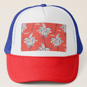 Hawaiian beach shirt, doodle palm pattern. trucker hat