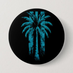 Hawaiian Beach Summer Tropical Vacation Palm Tree 3 Inch Round Button