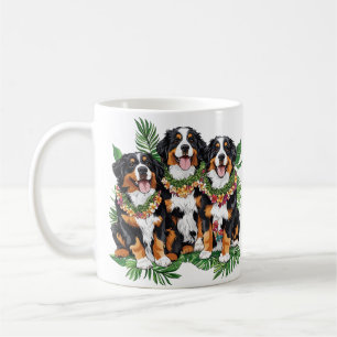 Hawaiian Bernese Mountain Dogs Flower Lei Coffee Mug
