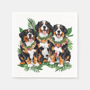 Hawaiian Bernese Mountain Dogs Flower Lei Napkin