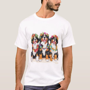 Hawaiian Bernese Mountain Dogs Flower Lei T-Shirt