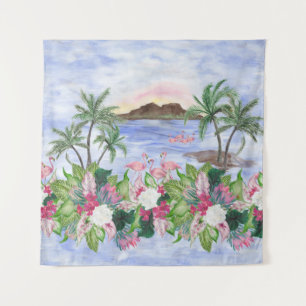 Hawaiian Bliss: Tropical Watercolor Pattern Tapestry
