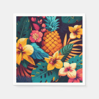 Hawaiian blossom tropical floral pineapple pattern