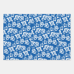 Hawaiian Blue Hibiscus Wrapping Paper Sheet