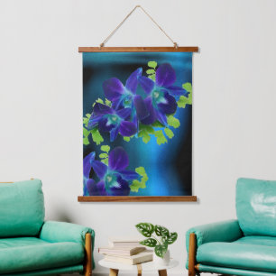 Hawaiian Blue Orchid Hanging Tapestry