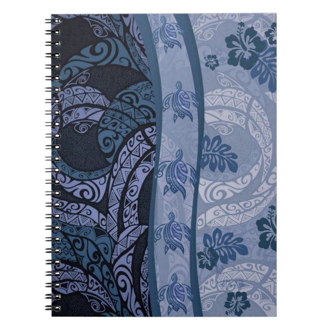 Hawaiian Blue Tapa and Honu Notebook (Front)