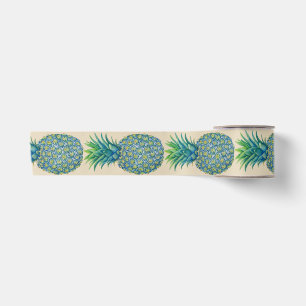 Hawaiian Blue Tropical Pineapples Ribbon Satin Ribbon