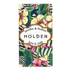 Hawaiian Bold Plumeria Floral Mariage Custom Wine