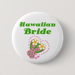 Hawaiian Bride 2 Inch Round Button