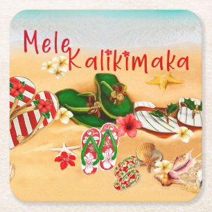 Hawaiian Christmas Beach Coasters