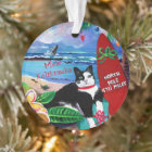 Hawaiian Christmas Cat at Poipu Ceramic Ornament