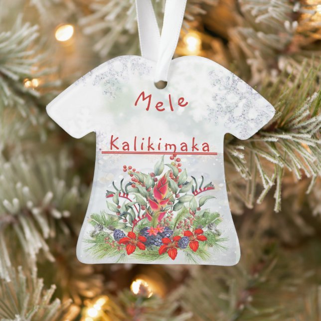 Hawaiian Christmas Flowers Aloha Shirt Ornament (Tree)