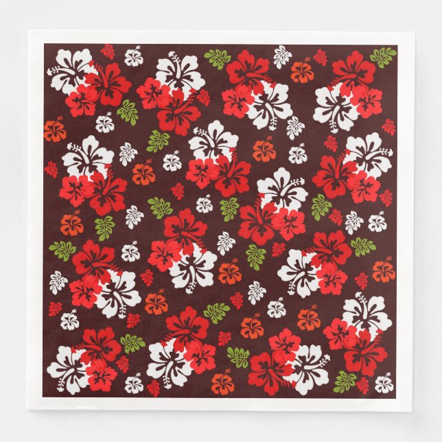 Hawaiian Christmas Hibiscus Napkin (Front)