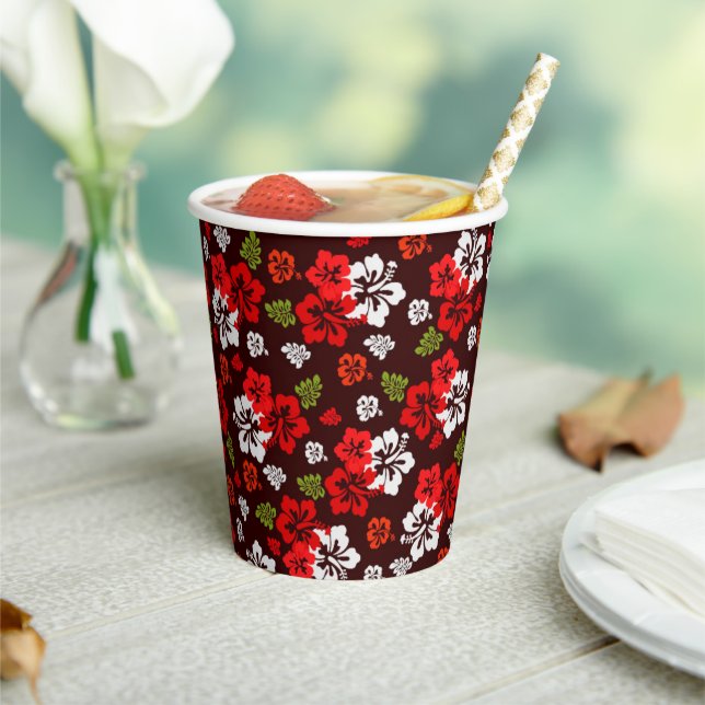 Hawaiian Christmas Hibiscus Paper Cup (Insitu)