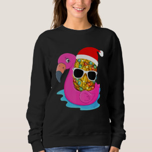 Hawaiian Christmas in July Flamingo Pineapple Sant Sweatshirt
