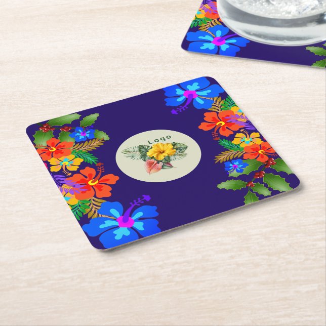 Hawaiian Christmas Logo Template Party Coaster (Angled)