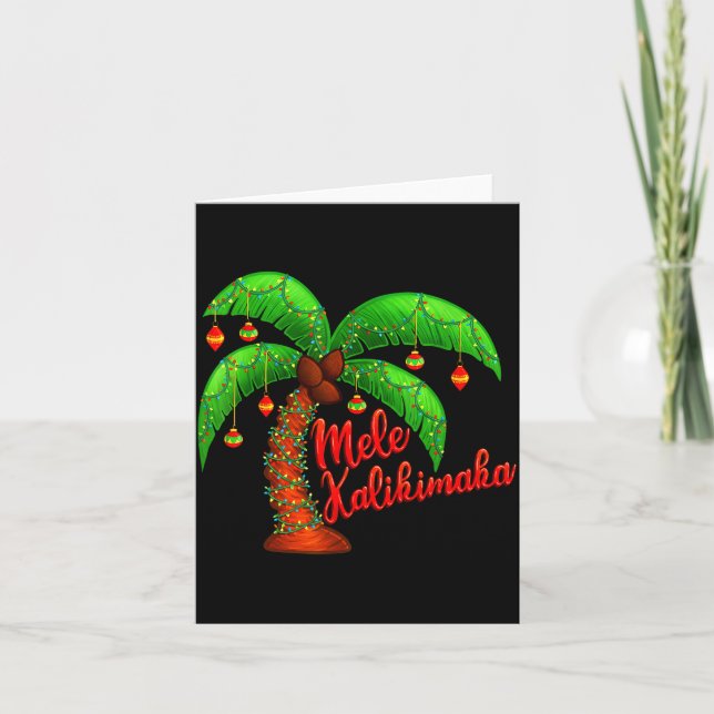 Hawaiian Christmas Mele Kalikimaka Coconut Tree  Card (Front)