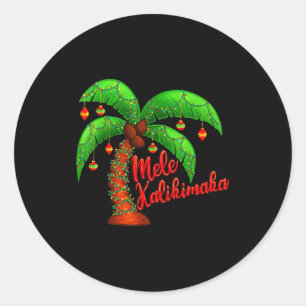 Hawaiian Christmas Mele Kalikimaka Coconut Tree  Classic Round Sticker