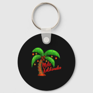Hawaiian Christmas Mele Kalikimaka Coconut Tree  Keychain