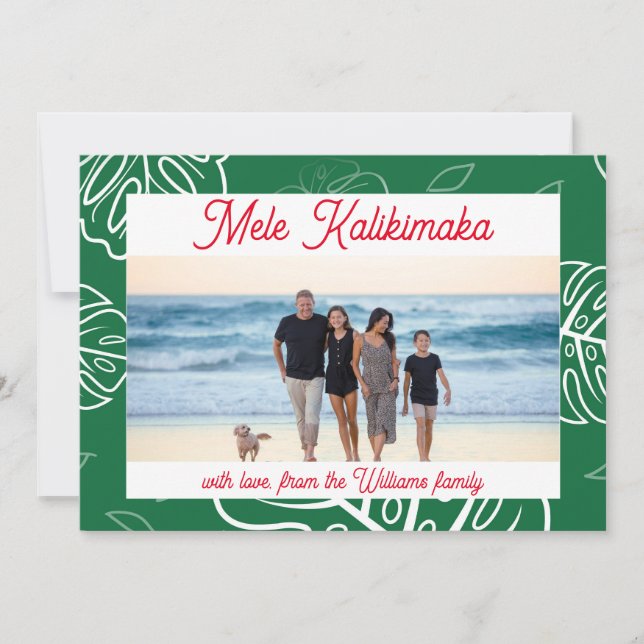 Hawaiian Christmas Mele Kalikimaka customizable Holiday Card (Front)