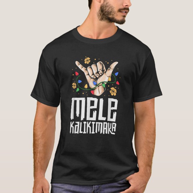 Hawaiian Christmas Men Mele Kaliki Shaka Kalikimak T-Shirt (Front)