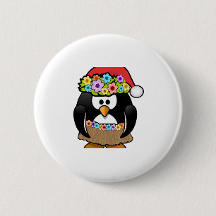 Hawaiian Christmas Penguin 2 Inch Round Button