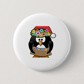 Hawaiian Christmas Penguin 2 Inch Round Button