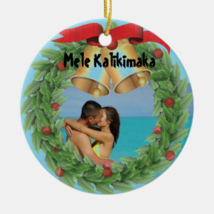 Hawaiian Christmas Photo Ceramic Ornament