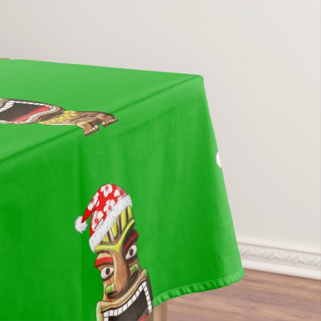Hawaiian Christmas Santa Tiki Tablecloth (In Situ)
