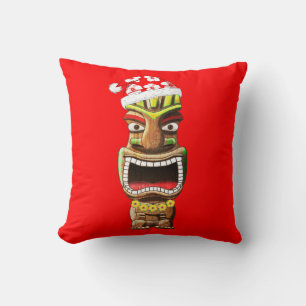 Hawaiian Christmas Santa Tiki Throw Pillow