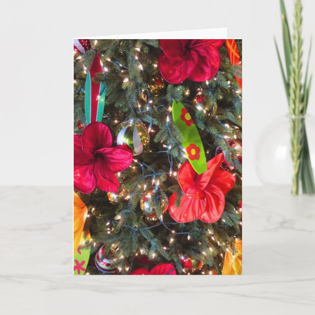 Hawaiian Christmas Tree Holiday Card (Front)