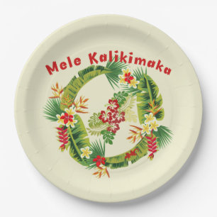 Hawaiian Christmas Wreath Paper Plate